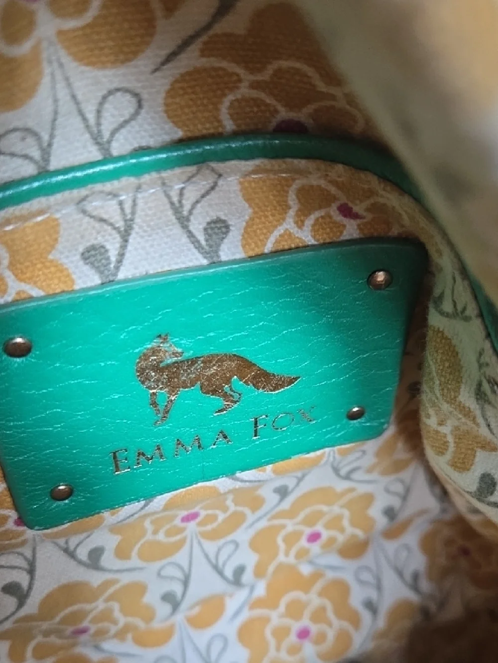 Emma Fox Green Leather Satchel with Gold Hardware - Picture 10 of 11